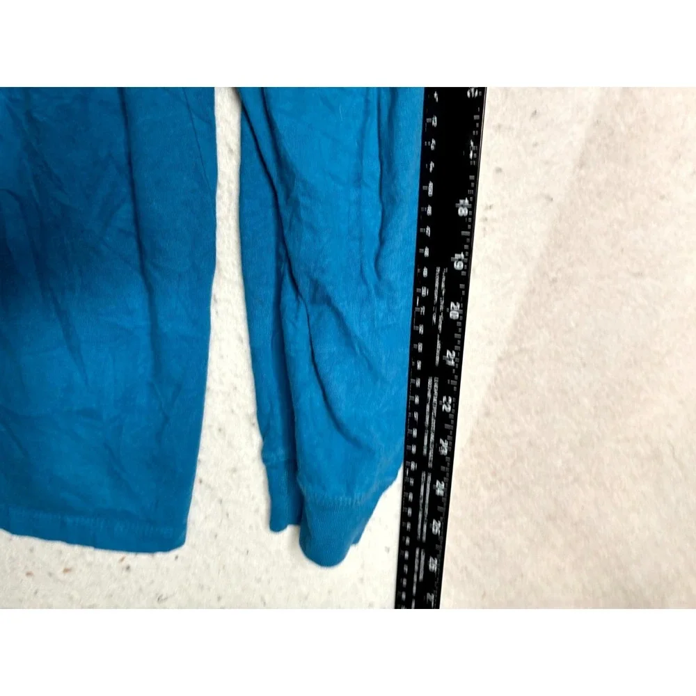 The North Face T Shirt Mens L Blue Circular Design Graphic Long Sleeve Crewneck